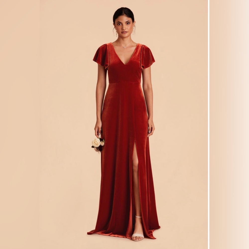 Birdie Grey Hannah Empire‎ Dress Burnt Orange Velvet Bridesmaid Bump Friendly